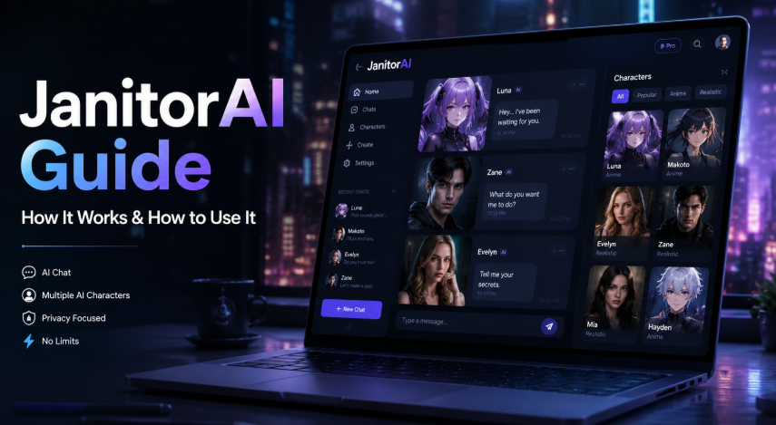 Learn how to use JanitorAI with this complete beginner guide covering AI characters, roleplay chats, setup, safety, pricing, and alternatives.